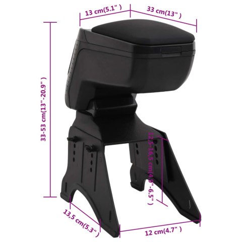 UNIWERSALNY PODŁOKIETNIK SAMOCHODOWY CZARNY 13X33X(33-53)CM