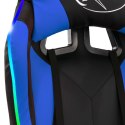 FOTEL DLA GRACZA Z RGB LED NIEBIESKO-CZARNY SZTUCZNA SKÓRA