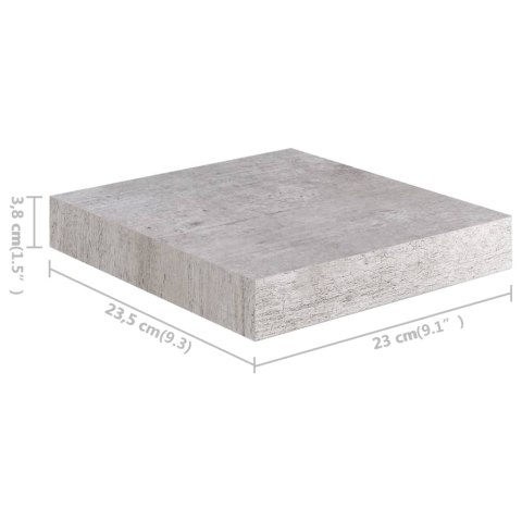 PÓŁKI ŚCIENNE 2 SZT. SZAROŚĆ BETONU 23X23,5X3,8CM