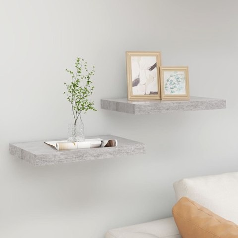 PÓŁKI ŚCIENNE 2 SZT SZAROŚĆ BETONU 40X23X3,8CM
