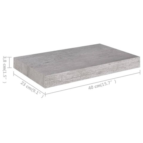 PÓŁKI ŚCIENNE 2 SZT SZAROŚĆ BETONU 40X23X3,8CM