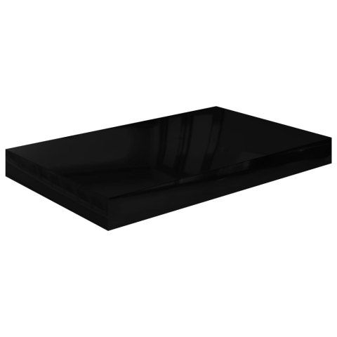PÓŁKI ŚCIENNE 4 SZT CZARNE POŁYSK 40X23X3,8CM