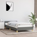 RAMA ŁÓŻKA Z ZAGŁÓWKIEM CIEMNOSZARA 90X190CM OBITA TKANINĄ