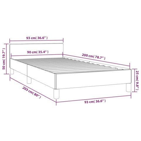RAMA ŁÓŻKA Z ZAGŁÓWKIEM CZARNA 90X200CM AKSAMITEM
