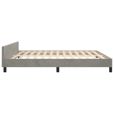 RAMA ŁÓŻKA Z ZAGŁÓWKIEM JASNOSZARA 160X200CM AKSAMITNA