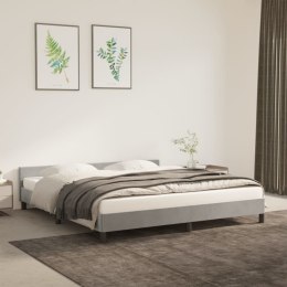 RAMA ŁÓŻKA Z ZAGŁÓWKIEM JASNOSZARA 180X200CM AKSAMITNA