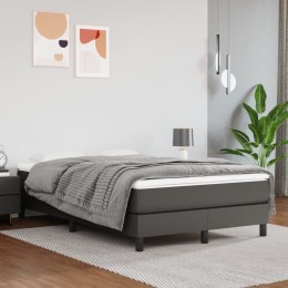 ŁÓŻKO KONTYNENTALNE SZARE 120X200CM OBITE SZTUCZNĄ SKÓRĄ