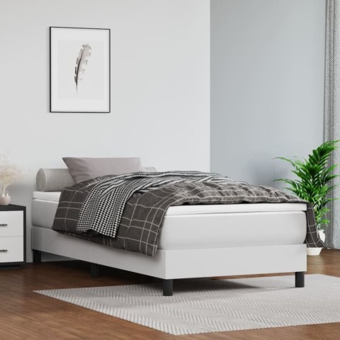 ŁÓŻKO KONTYNENTALNE Z MATERACEM BIAŁE 100X200CM EKOSKÓRA