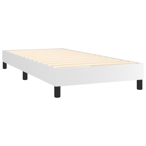 ŁÓŻKO KONTYNENTALNE Z MATERACEM BIAŁE 100X200CM EKOSKÓRA