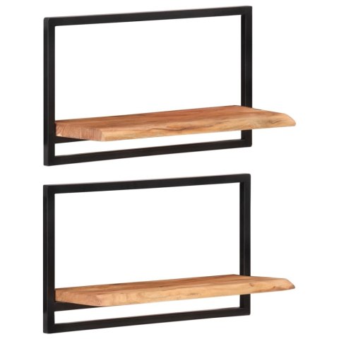PÓŁKI ŚCIENNE 2 SZT 60X25X35CM DREWNO AKACJOWE I STAL