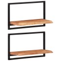 PÓŁKI ŚCIENNE 2 SZT 60X25X35CM DREWNO AKACJOWE I STAL