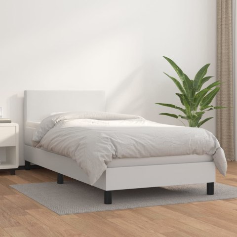 ŁÓŻKO KONTYNENTALNE Z MATERACEM BIAŁE 100X200CM EKOSKÓRA