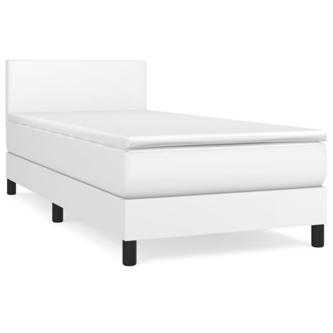 ŁÓŻKO KONTYNENTALNE Z MATERACEM BIAŁE 100X200CM EKOSKÓRA