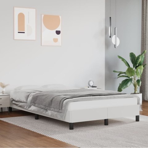 RAMA ŁÓŻKA BIAŁA 120X200CM OBITE SZTUCZNĄ SKÓRĄ
