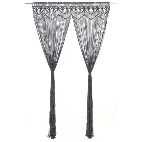 ZASŁONA Z MAKRAMY ANTRACYT 140X240CM BAWEŁNA