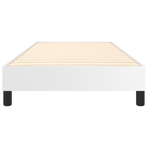 ŁÓŻKO KONTYNENTALNE BIAŁE 90X200CM OBITE SZTUCZNĄ SKÓRĄ