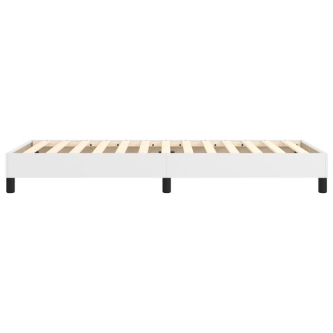 ŁÓŻKO KONTYNENTALNE BIAŁE 90X200CM OBITE SZTUCZNĄ SKÓRĄ