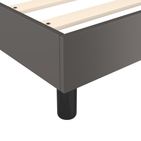 ŁÓŻKO KONTYNENTALNE SZARE 100X200CM OBITE SZTUCZNĄ SKÓRĄ