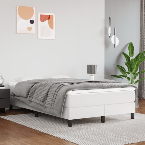ŁÓŻKO KONTYNENTALNE Z MATERACEM 120X200CM BIAŁE EKOSKÓRA