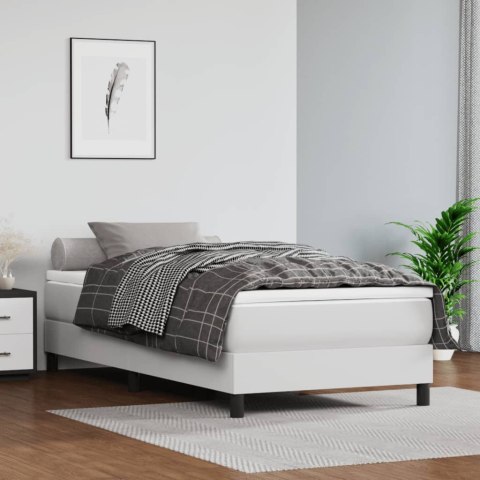 ŁÓŻKO KONTYNENTALNE Z MATERACEM 80X200CM BIAŁE EKOSKÓRA