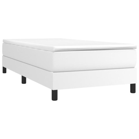 ŁÓŻKO KONTYNENTALNE Z MATERACEM 80X200CM BIAŁE EKOSKÓRA