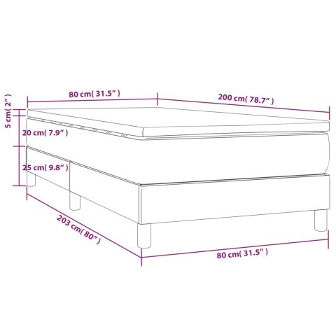 ŁÓŻKO KONTYNENTALNE Z MATERACEM 80X200CM BIAŁE EKOSKÓRA