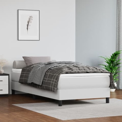 ŁÓŻKO KONTYNENTALNE Z MATERACEM BIAŁE 90X200CM EKOSKÓRA