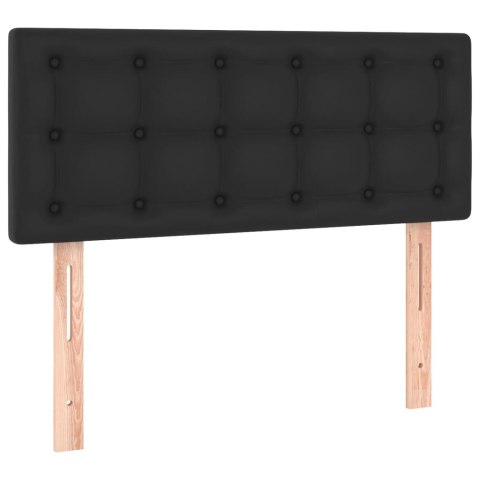 ŁÓŻKO KONTYNENTALNE Z MATERACEM CZARNE EKOSKÓRA 90X200CM