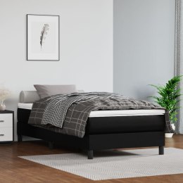 ŁÓŻKO KONTYNENTALNE Z MATERACEM 90X200CM CZARNE EKOSKÓRA