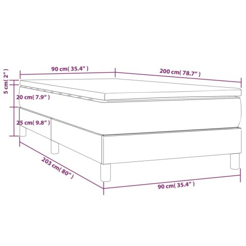 ŁÓŻKO KONTYNENTALNE Z MATERACEM 90X200CM CZARNE EKOSKÓRA