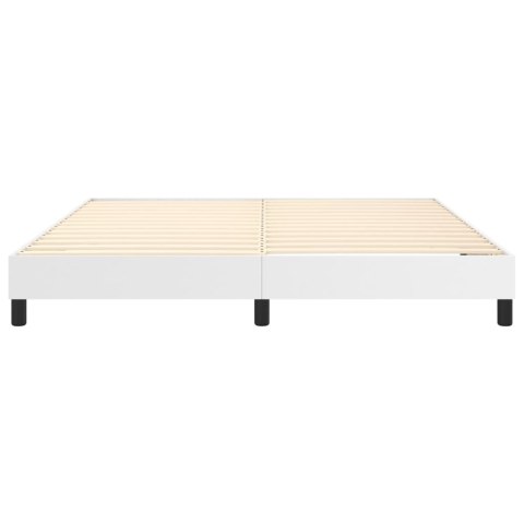 ŁÓŻKO KONTYNENTALNE BIAŁE 160X200CM OBITE SZTUCZNĄ SKÓRĄ
