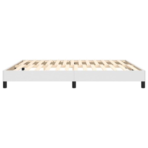 ŁÓŻKO KONTYNENTALNE BIAŁE 160X200CM OBITE SZTUCZNĄ SKÓRĄ
