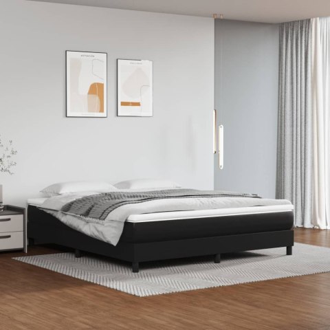 ŁÓŻKO KONTYNENTALNE 160X200CM OBITE SZTUCZNĄ SKÓRĄ CZARNE