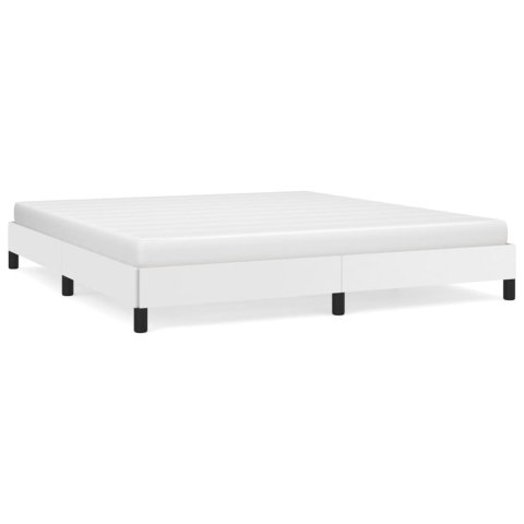 RAMA ŁÓŻKA BIAŁA 160X200CM OBITE SZTUCZNĄ SKÓRĄ