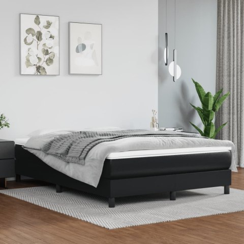 ŁÓŻKO KONTYNENTALNE 140X190CM CZARNE OBITE SZTUCZNĄ SKÓRĄ