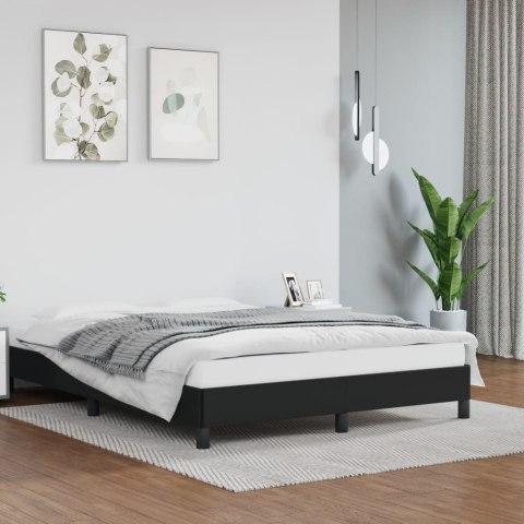 RAMA ŁÓŻKA CZARNE 140X190CM OBITE SZTUCZNĄ SKÓRĄ