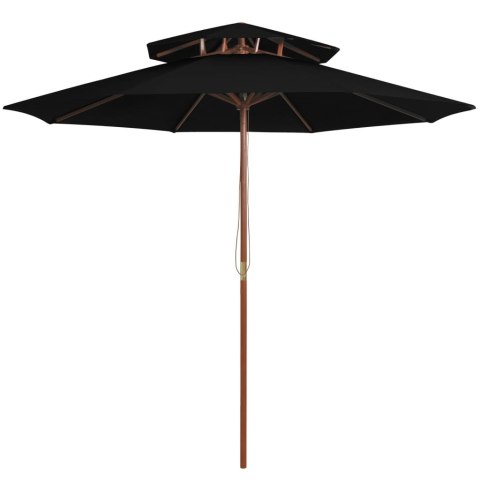 PARASOL OGRODOWY Z DWUPOZIOMOWĄ CZASZĄ CZARNY 270CM