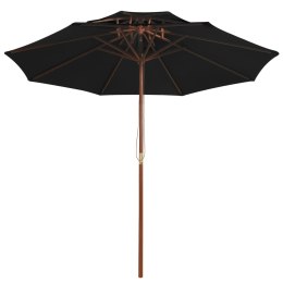 PARASOL OGRODOWY Z DWUPOZIOMOWĄ CZASZĄ CZARNY 270CM