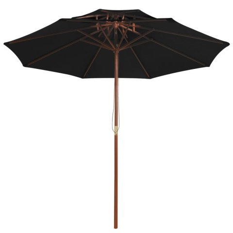 PARASOL OGRODOWY Z DWUPOZIOMOWĄ CZASZĄ CZARNY 270CM