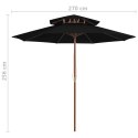 PARASOL OGRODOWY Z DWUPOZIOMOWĄ CZASZĄ CZARNY 270CM