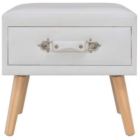 SZAFKI NOCNE 2 SZT BIAŁE 40X35X40CM SZTUCZNA SKÓRA