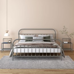 SZAFKI NOCNE 2 SZT SZARO-CZARNE METAL I SZKŁO