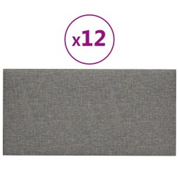 PANELE ŚCIENNE 12 SZT JASNOSZARE 30X15CM TKANINA 0,54M²