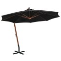 PARASOL OGRODOWY WISZĄCY NA JODŁOWYM SŁUPKU CZARNY 3,5X2,9M