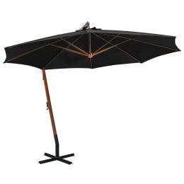 PARASOL OGRODOWY WISZĄCY NA JODŁOWYM SŁUPKU CZARNY 3,5X2,9M