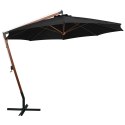 PARASOL OGRODOWY WISZĄCY NA JODŁOWYM SŁUPKU CZARNY 3,5X2,9M