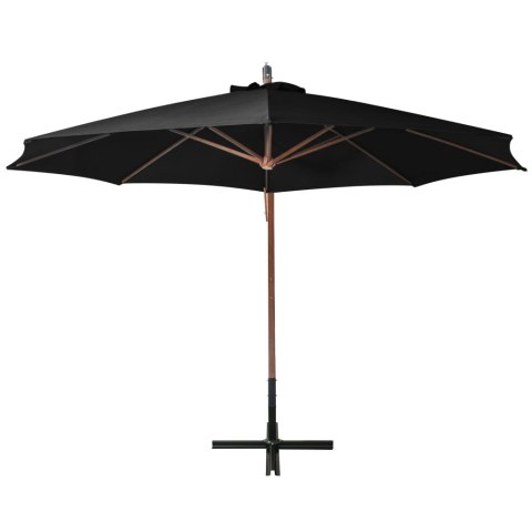 PARASOL OGRODOWY WISZĄCY NA JODŁOWYM SŁUPKU CZARNY 3,5X2,9M