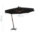 PARASOL OGRODOWY WISZĄCY NA JODŁOWYM SŁUPKU CZARNY 3,5X2,9M