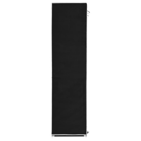 SZAFA Z PRZEGRODAMI I DRĄŻKAMI CZARNA 150X45X175CM TKANINA