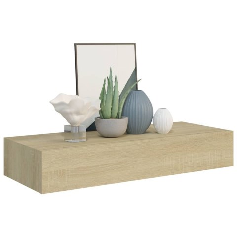 PÓŁKI ŚCIENNE Z SZUFLADĄ 2 SZT DĄB 60X23,5X10CM